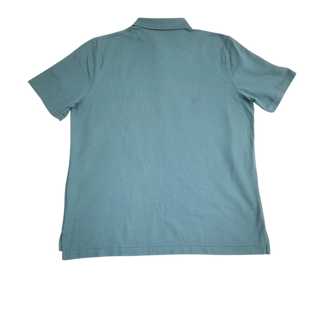 LL Bean Polo Shirt Mens Large Teal Green Cotton Pique Pocket Short Sleeve